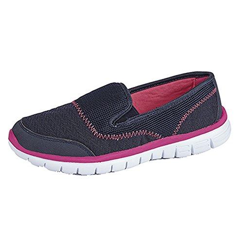 Dek Womens Textile Twin Elastic Gusset Leisure Shoe Trainers - Navy Textile, Ladies UK 8 / EU 41