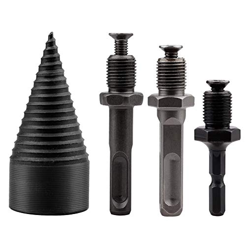 Doolland A Set Wood Splitting Log with Square,Round, hex Handle,Splitter Drill Bit Firewood Machine Wood Splitter for Electric Hammer, Impact Drill, Electric Drill