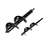 Garden Auger Spiral Drill Bits Set of 2, 3''x12'' /1.6''x9''Earth Auger Drill Bits Heavy Metal Auger