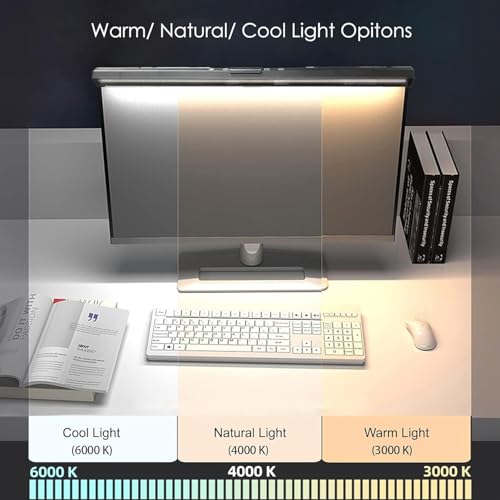 Image of USB LED Lamp for Computer Monitor - Adjustable Brightness & Color Temperature, USB Powered, Matte Graffiti Finish, 40 cm, 5W, Eye-Care, Easy Installation, Perfect for Reading, Laptop, and Study