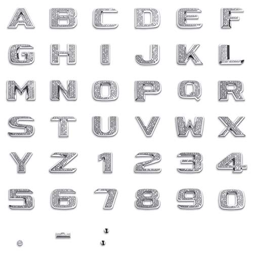 Personalized Set of Chrome Auto Letters and Numbers - Crystal Style - Image 4