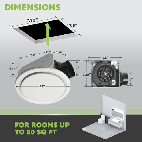 Image of Homewerks 50 CFM 1.0 Sone Bathroom Exhaust Fan, HVI /ETL Certified