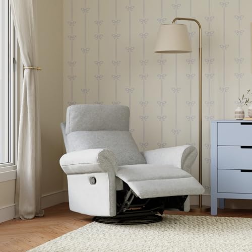 DaVinci Suzy Flex Nursery Recliner and Swivel Glider with Adjustable Headrest and Armrests, High Pillowback in Frost Grey | GREENGUARD Gold, FSC, CertiPUR-US® Certified