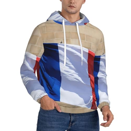 Sweat à capuche drapeau français unisexe pour le sport décontracté