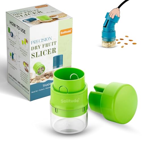 Solitude High Precision Dry Fruit Cutter & Slicer | Built-in Storage Convenience with Effortless Slicing for Almonds, Cashews & More (Stainless Steel, 1 Piece)