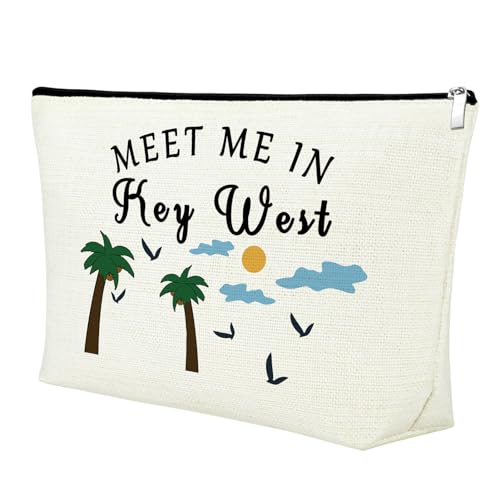 Mxrymvu Key West Gifts for Women Makeup Bag Key West Themed Gifts Travel Cosmetic Bag Key West Gift Ideas Key West Holiday Gift Zippered Travel Bag Christmas Birthday Gift Meet Me In Key West