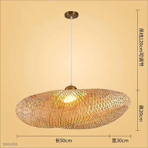 Chandelier rotan rétro salon - Suspension rotin pendant lumière chambre rétro - 5