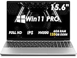 Kayoote Computer portatile da 15,6 pollici Win 11 Pro per studenti e affari, Celeron N4500 6+128 GB laptop con display FHD, IPS, Wi-Fi, BT, computer portatili per lavoro