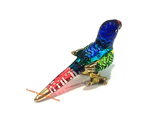 Pack de 2 Figuras Decorativas de Loro Azul en Vidrio Soplad miniatura 6