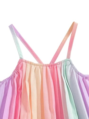 Image of RoseSeek Girl's 2 Piece Boho Cute Outfits Pleated Spaghetti Strap Camisoles Elastic Waist Wide Leg Pants Sets