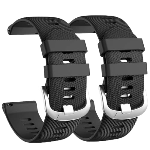 2 Pack 22mm Watch Strap for Garmin Forerunner 255 Strap Soft Silicone Watch Band Replacement for Garmin Forerunner 265 /Vivoactive 4 /Venu 2 /Venu 3