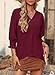 Dokotoo Women Blouses Fall Tops for Women 2025 Fashion V Neck Business Casual Outfits 3/4 Length Sleeve Womens Tops Dressy Plus Size Spring Clothes Loose Fit Red Blouses for Women's Clothing XXL