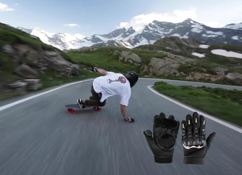 SLYHHZHMY Skateboarding Handschuhe mit Sliders, Standard Longboard Downhill Handschuhe Sliding Handschuhe Flint Flower Skateboarding Handschuhe (Schlichter Schieberegler)
