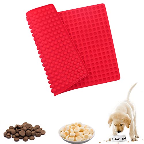 AWAVM 468 Cavity Mini molde redondo de silicona para golosinas para perros de chocolate o galletas Pet Treat Molde para hornear lunares decoración de pasteles hoja de silicona para hornear (rojo) Cover