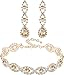Paxuan Womens Silver Plated White Clear Rhinestone Crystal Wedding Bridal Bridesmaid Bracelet Jewelry Link Tennis Bracelet