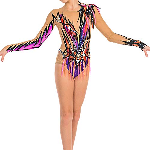 Kmgjc Leotardos Gimnasia rítmica, Patinaje Vestir púrpura Figura Competencia Profesional Muchacha de Las Mujeres de Secado rápido Transpirable de Manga Larga del Desgaste del Patinaje,Child10