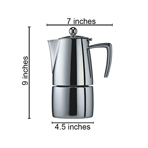 Cuisinox Milano Stainless Steel Stovetop Moka Pot Espresso Coffee Maker, 10 Cup #TOP2