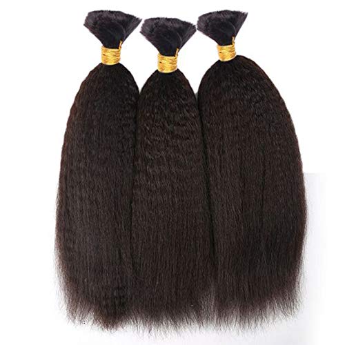 Peruvian Kinky Straight Human Hair Bulk For Braiding Corase Italian Yaki Hair Bundles Extension Bulk Hair Weaving 3Pcs (8inch, 1Pcs/Lot)