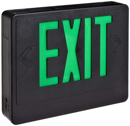 Morris Products LED Exit Sign – Remote Capable - Green With Black Housing – Battery Backup – Automatic, Low Voltage Disconnect - Compact, Low-Profile Design –Energy Saving, High Output – 1 Count