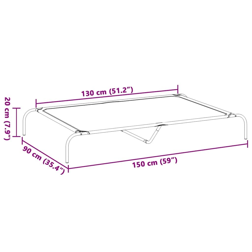 vidaXL Cama elevada para Perros Gris 150x90x20 cm textilene y Acero, Cama elevada para Perros, Cama para Perros para Exteriores, Cama refrescante para Perros