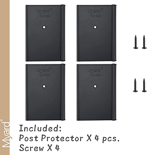 Myard 4x4x6 Inches Post Protector with Screws, Inner Size 3.5"x3.5", Protect Mailbox, Deck & Fence Posts from Damage to Lawn Maintenance Equipment, Fit Wood & Metal Posts (1-Pack, Black) - Thumbnail 4
