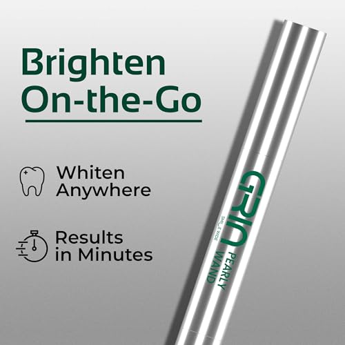Image of GRIN Pearly Wand Teeth Whitening Pen-2ml | Instant Whitening Gel Pen for White Smile | Whiter Teeth Enamel Safe, Fresh Breath, Removes Stains from Coffee Tea Wine Pan Masala Gutka Tobacco