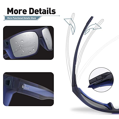 Image of Bevi Square Polarized Sunglasses UV 400 Protection with TR90 Lightweight Frame Glasses for Women Men
