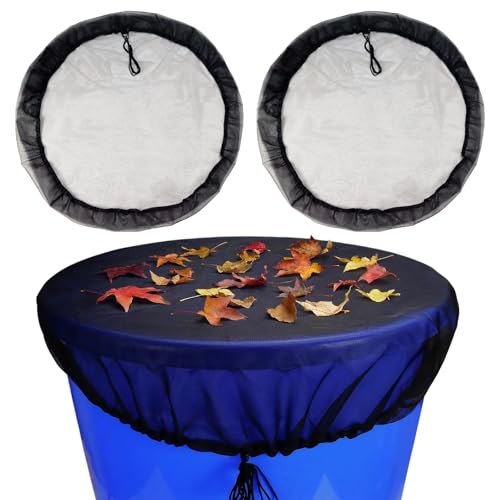 2 Pcs Mesh Cover for Rain Barrel 38.5 Inch Black Rain Barrels Net Cover Water Collection Bucket Screen Covers to Keep Leaves Debris Out