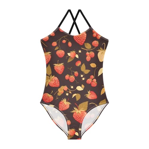 Beauty Raspberries Swimsuit for Girls 1 Piecing Bathing Suits Swim Suit for Girls Swimwear 3T