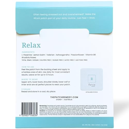 Image of The Patch Remedy Relax Patch | L-Theanine, Lemon Balm, Valerian, Ashwagandha, Passionflower | 30 Patches