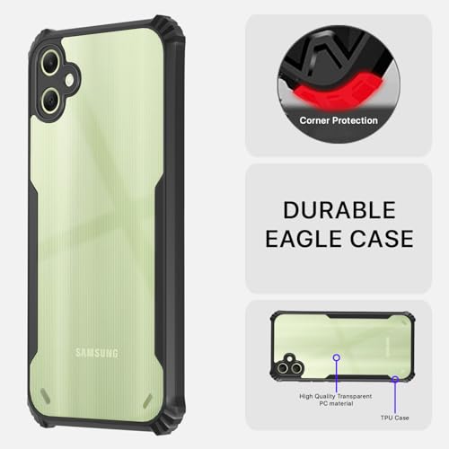Image of Outlouders Back Cover for Samsung Galaxy A05 | Ultra Hybrid Transparent | Full Camera Protection | Raised Edge | Crystal Clear Bumper Case (Black)