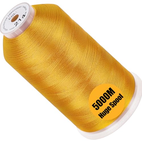 Image of New brothread - Single Huge Spool 5000M Each Polyester Embroidery Machine Thread 40WT for Commercial and Domestic Machines - Deep Gold