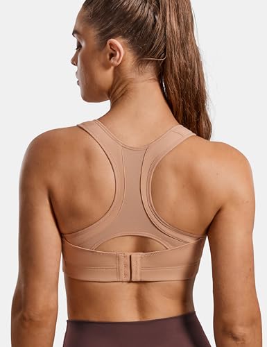 Image of SYROKAN Women's Sports Bra Front Adjustable Padded | High Impact, Racerback, Wireless, Plus Size, Full Coverage, Running Bra