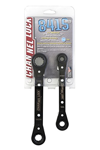 Channellock 841S 8-in-1 SAE 2 Piece Ratcheting Wrench Set | 8 sizes in 2 Pieces Including 5/16, 3/8, 7/16 ,9/16, 5/8, 11/16, 3/4-Inch | 12 Point Ratchet | Heat Treated for Durability | Made in USA