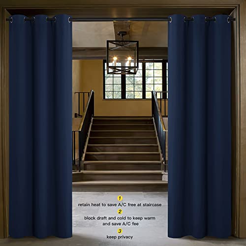 Image of NICETOWN Doorway Curtain Room Divider Drape Screen Partitions, Vertical Blind for Sling Door, Blackout Window Curtains Privacy Blind for Patio (Navy, 1 Panel, 12ft Tall x 5ft Wide)