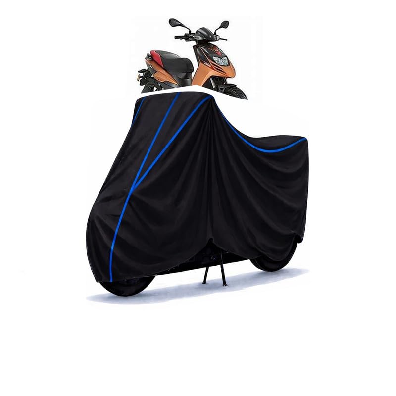 Image of Scooty Cover Water Resistant for SR 125 Motard | Universal Scooter & Bike Cover | Heavy Duty UV Dust, Rain & Scratch Protection | Elastic Fit All Weather Indoor Outdoor | Black with Blue Piping