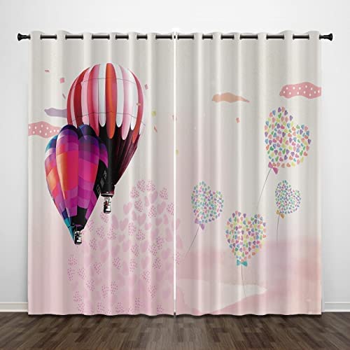 Coeur Rose Rideaux Occultants 3D Isolés Thermiquement Opaques Réduire Le Bruit-Famille Auberge De Jeunesse Chambre De Bébé Noël Vacanc 170 (L) X 200 (H)...