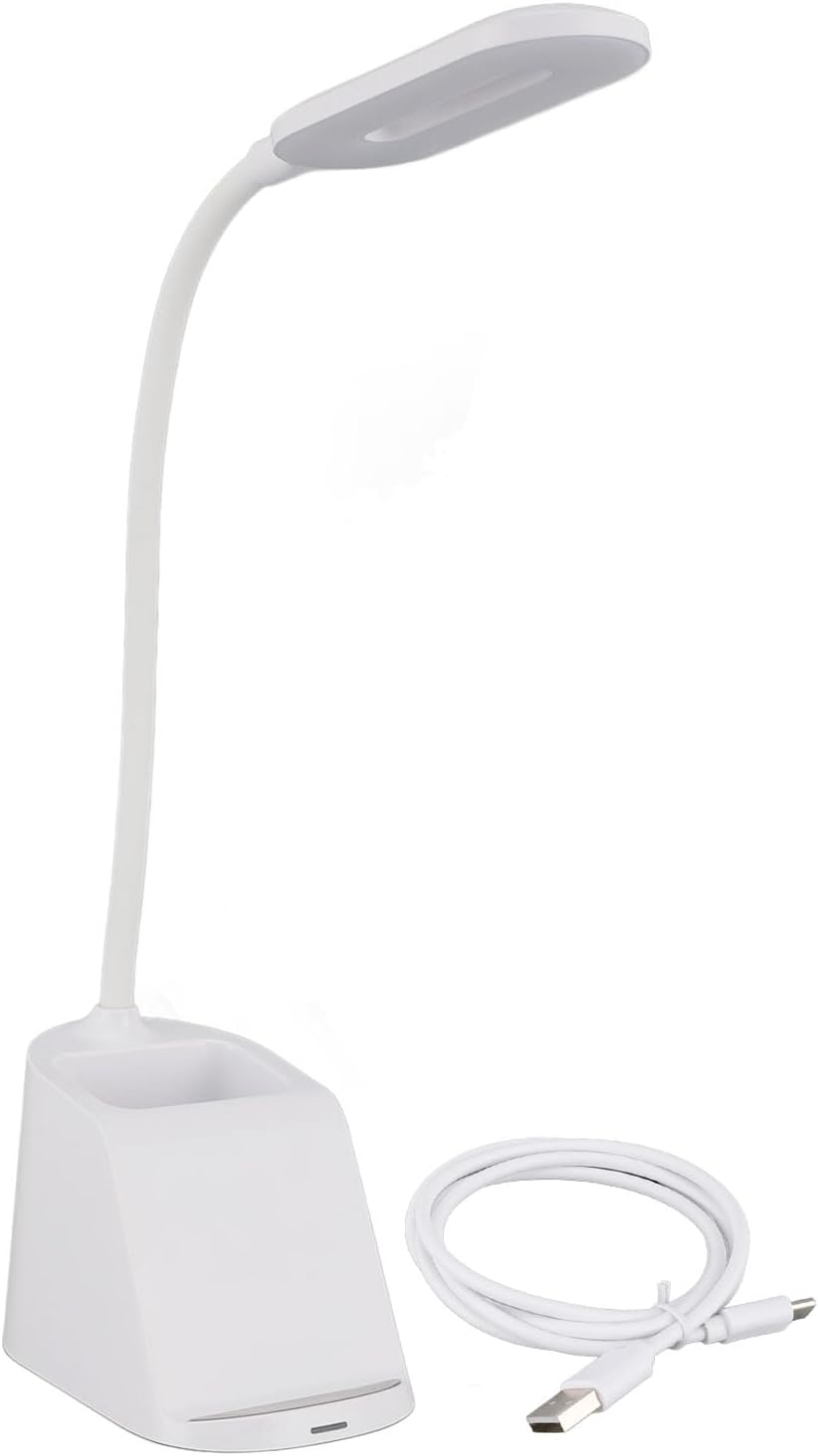 Wireless Rechargeable Desk Lamp with Adjustable Design and Eye Caring LED for Home Office Study ABS Material (White)