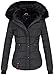 Produktbild MARIKOO warme Damen Winter Jacke Winterjacke Steppjacke gefüttert Kunstfell B618 [B618-Lotus-Schwarz-Gr.XL]