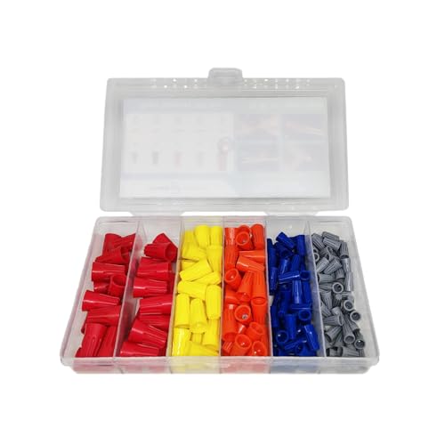 Image of POWER CONNECT 200 Pcs Assortment kit Screw Wire Connector Insulating Insert Twist Electrical Wire Connectors with Spring Portable Wire Caps, Quick Connector Electrical Caps Twist Nuts Caps