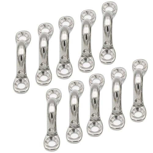 Tebery 10 Pack Boat Top Pad Eye, Stainless Steel Bimini Boats Top Eye Strap with Screws, Sturdy Tie Down Anchors Hardware, Kayak Deck Loops for Boat Canoe Rigging