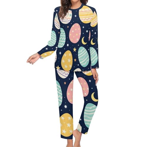 Image of Womens Pajamas Sets 2 Piece Long Sleeve Lounge Set Loose Pants Pj Sets Loungewear with Pockets