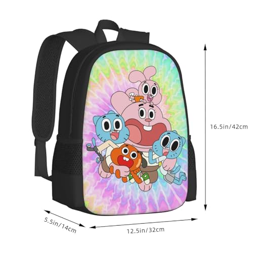 The Amazing Anime World of Gumball Backpack Large Capacity Leisure Travel Backpack Book Bag Outgoing Daypack 12.5x5.5x16.5 inch, Black2