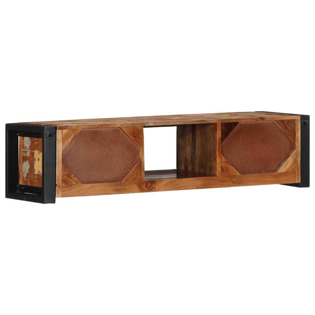 Mobile TV in legno 100 x 30 x 25 cm in legno massello recuperato, con telaio in ferro e maniglie in metallo, ampio spazio per riviste ed elettrodomestici