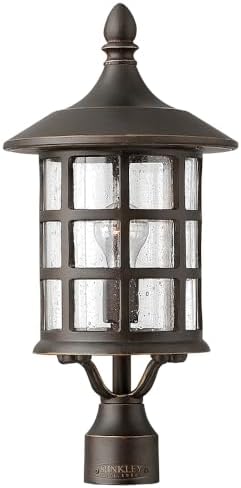 Hinkley Freeport 10" Post Top or Pier Mount Outdoor Lantern, Aluminum, New England Design, Clear Seedy Glass, Oil Rubbed Bronze Finish