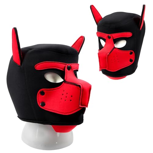 Hundemaske, Weiche Latex-Hundemaske mit Ohren, Welpenmaske für Cosplay-Party-Maskerade Set, Welpenmaske, Petplay Hundemaske, Weiche Latex Petplay Hundemaske, für Festivalpartys, Halloween, Maskerade