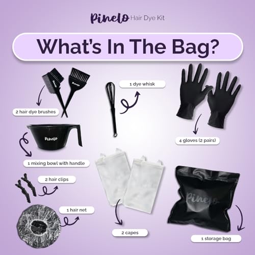 Pinelo Kit de tintura de cabelo 14 em 1 - Kit completo de coloração de cabelo com tigela de mistura
