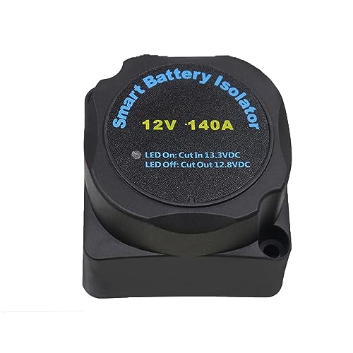 Dual Smart Battery Isolator 12V 140Amp, Voltage Sensitive Relay VSR, Double Battery Automatic Charging Relay Suitable for ATV, UTV, Boats, RV's, Marine Vehicle, Truck, Caravan