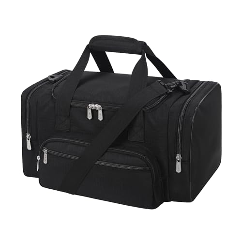 Small Duffel Bag 17 inch Carry On Weekender Bag for Travel Gym Sport (17x10x9 in) - Black Black 17 inch