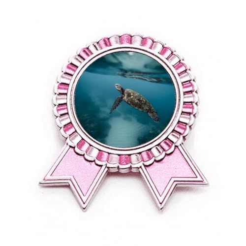 Broche Tortue de mer accessoire métal rose pour badge scientifique et médaille nature